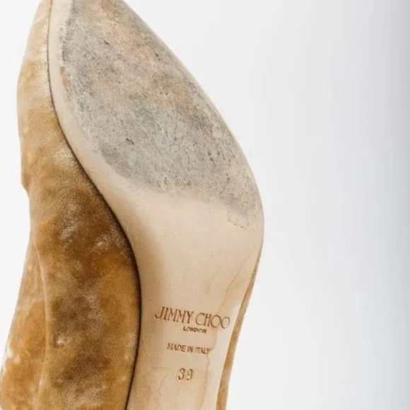 Jimmy Choo Beige Velvet Louella 90 Sock Booties - Picture 5 of 8